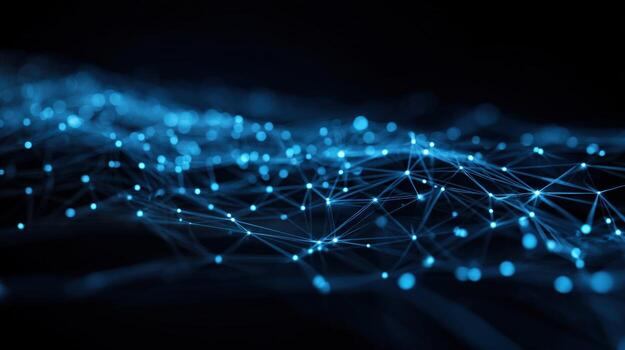 Abstract Blue Network Visualization Data Connection, Artificial Intelligence, and Futuristic Technology Concept photo