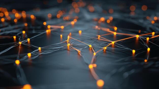 resumen red conexión con brillante nodos y líneas representando conectividad y datos fluir foto