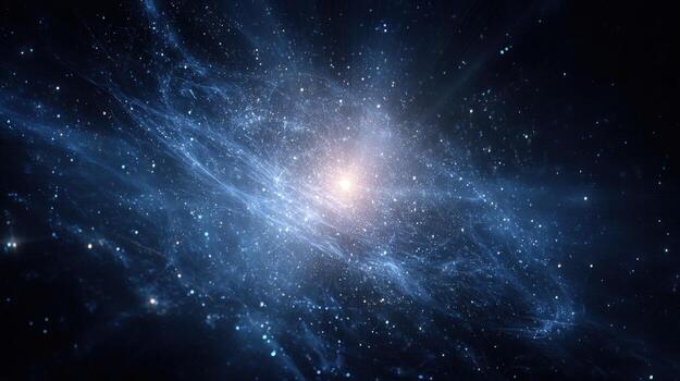 Abstract Galaxy Formation with Glowing Nebula and Stars Shining in Deep Space Background photo