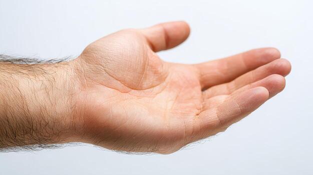 Open Hand Gesture for Giving or Receiving on White Background, Representing Generosity photo
