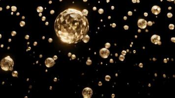 Shimmering Gold Particles Floating In Space With Soft Bokeh Style On Black Background video