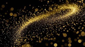 Stunning Gold Particles With Bokeh Glow Effect Floating Softly In Space Over Black Background video