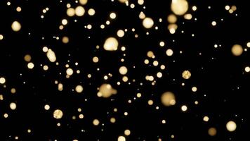 Abstract Golden Sparkle Particles With Soft Bokeh Glow Floating Elegantly In Black Background video