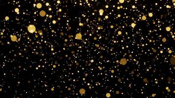 hög detalj skimrande gyllene partikel pärlar i abstrakt mjuk bokeh över svart bakgrund video