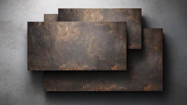 Three Rectangular Display Platforms with Textured Surface on a Light Gray Background for Product Showcase photo