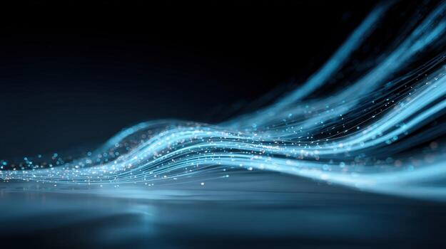 Abstract Blue Wavy Lines Background Data Flow, Network Connection, Technology Concept, Futuristic Design photo