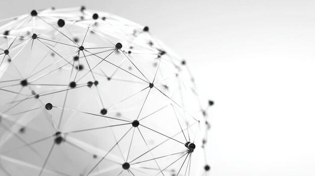 Abstract Network Sphere Global Connection, Data Visualization, and Modern Technology Background with Clean Aesthetic photo
