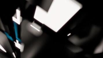 3d Renderização fictício fundo Sombrio azul Ciência ficção Sombrio abstrato fundo néon cubos vários tamanho cubo lâmpadas Rosa e azul néon luzes rede, blockchain tecnologia ilustração. video