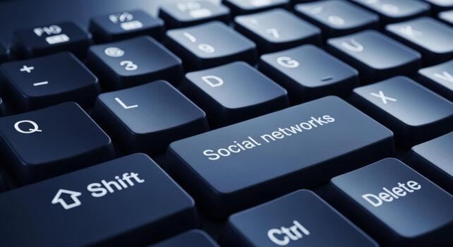 Close-up of Keyboard with Focus on Social Networks Key, representing digital interaction and online connection photo