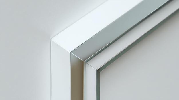 Modern Aluminum Window Frame Corner Detail on White Wall Background, Minimalist Architecture and Design photo