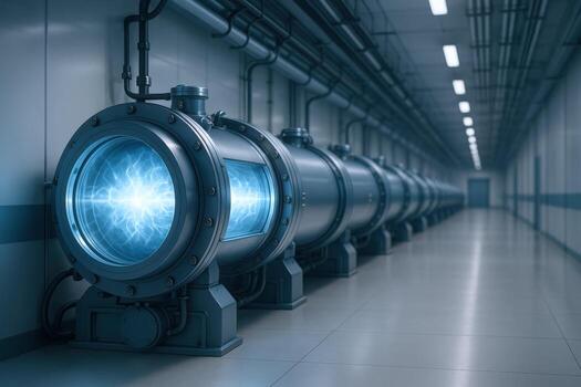 Futuristic Industrial Tunnel with Glowing Plasma Core Advanced Technology and Innovation Concept photo