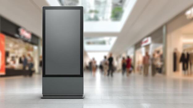 Digital Signage Mockup in a Shopping Mall Interior for Advertising and Brand Promotion photo