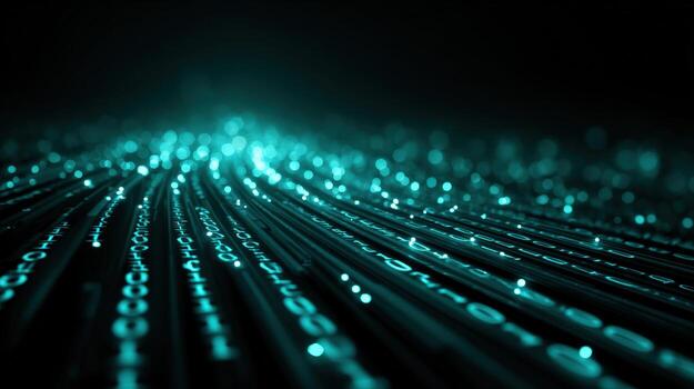 resumen digital binario código datos corriente visualización en turquesa, representando información tecnología y futuro tecnología foto
