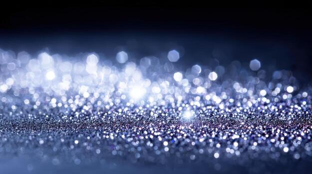 Shimmering Silver Glitter Dust Close-Up Abstract Festive Background with Sparkling Particles and Light Play photo