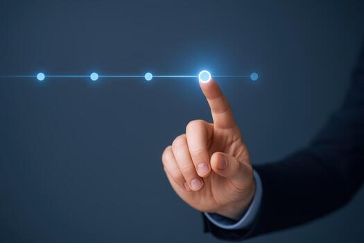 Digital Interface A Hand Interacting with a Futuristic Touchscreen Interface, Representing Technology and Innovation photo