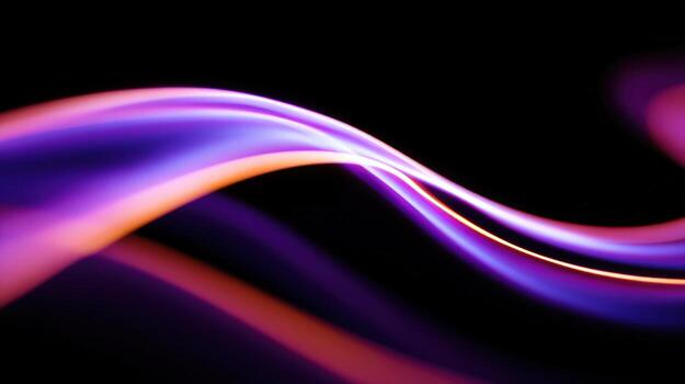 Abstract Light Painting with Flowing Violet and Pink Waves Against Dark Background photo