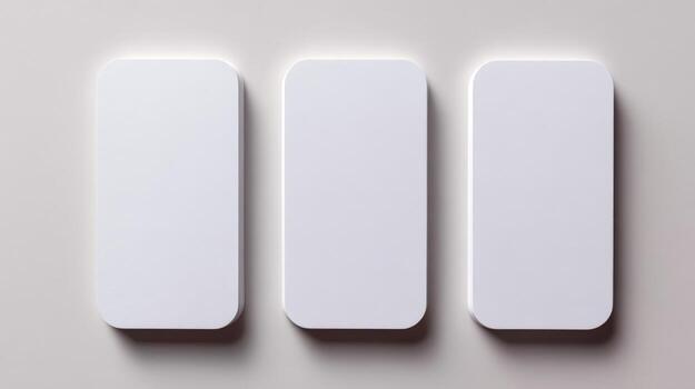 Minimalist White Rounded Rectangles Arranged Vertically on a Neutral Background for Product Mockups and Design Templates photo