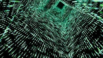 Digital data stream flowing through cyberspace tunnel video