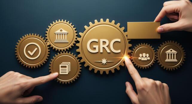 Governance, Risk, and Compliance Illustration with Gears, Representing Synergy and Streamlined Business Operations for Success photo