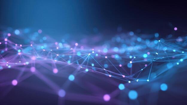 Abstract Network Connection Visualization with Glowing Dots and Lines, Representing Data Flow and Connectivity photo