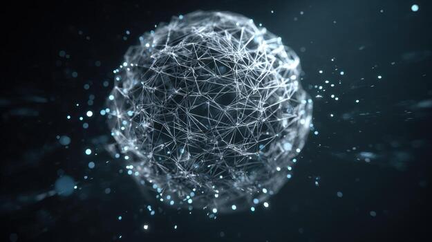 Abstract Network Sphere with Connected Dots and Lines - Technology, Science, Innovation Concept photo