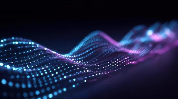 Abstract Particle Wave Background with Glowing Dots - Data Visualization and Futuristic Technology photo