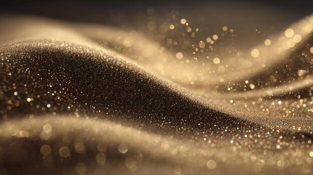 Golden Glittering Fabric Waves Abstract Background, Luxury Cloth Texture, Sparkle Material, Decorative Surface Design photo