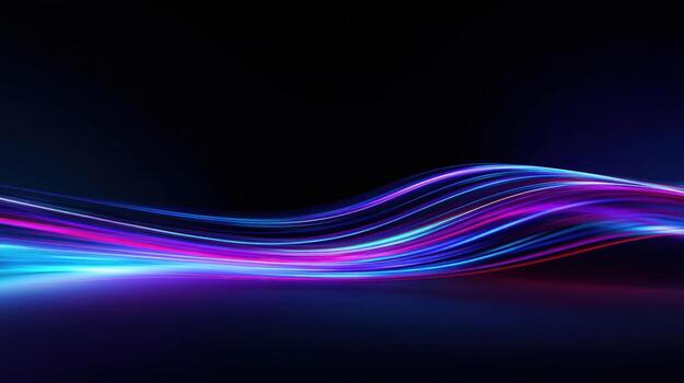 Abstract Light Streaks on Dark Background, Modern Wave Design, Neon Colors, Flowing Lines, Dynamic Effect photo