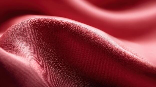 Luxurious Red Satin Fabric Abstract Background Close-Up of Elegant, Smooth Textile Waves and Texture photo