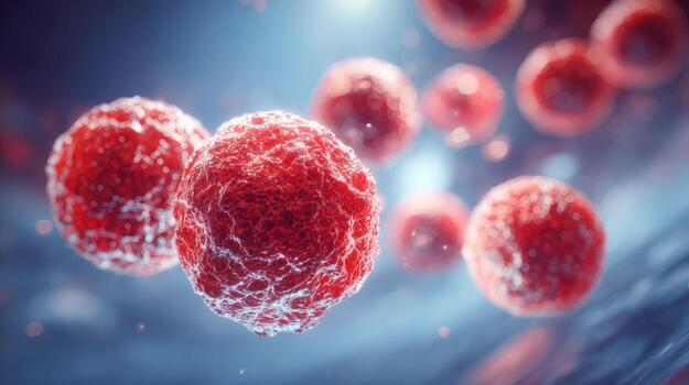 Red Blood Cells Microscopic View of Cellular Structure and Biological Processes within Human Body photo