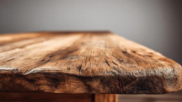 Rustic Wooden Tabletop with Natural Edge, Perfect for Product Mockups and Food Photography Backgrounds photo
