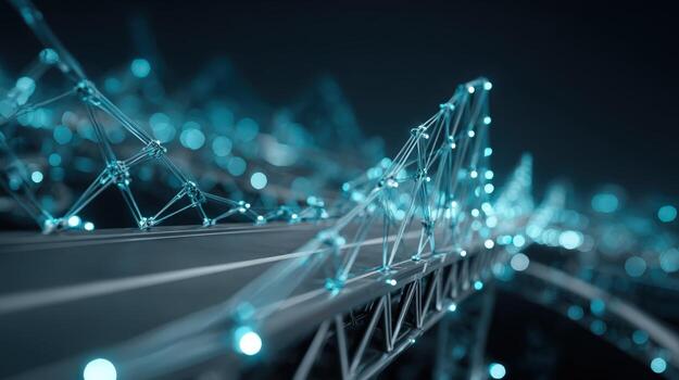 Futuristic Network Bridge Connecting Data Points A Technological Infrastructure Visualization for Modern Business photo