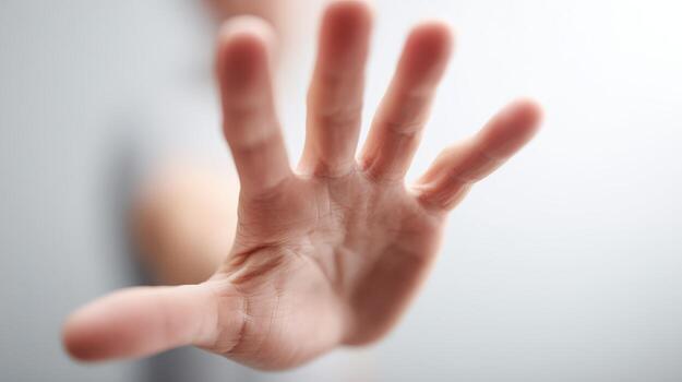 Close-up of a Hand Reaching Out, Depicting Prevention, Help, Connection, and Empathy with Selective Focus photo