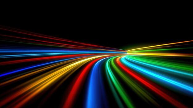 Abstract Light Streaks on Dark Background, Representing Speed, Technology, Connectivity and High Velocity photo