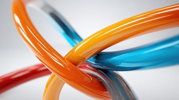 Intertwined Glossy Rings Abstract Connection Concept with Vibrant Colors and Modern Design for Creative Projects photo