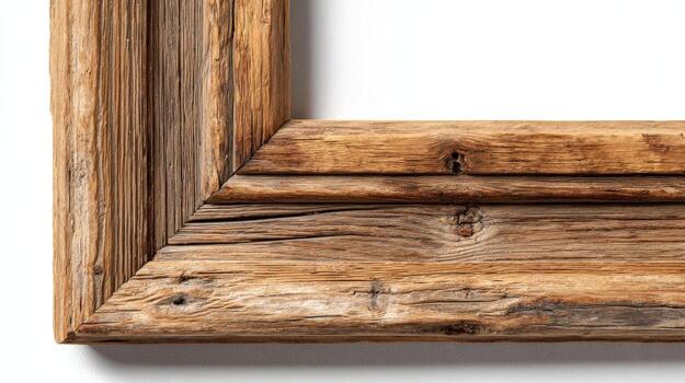 Rustic Wood Frame Corner Detail, Ideal for Mockups, Arts, Crafts, and Graphic Design Elements photo