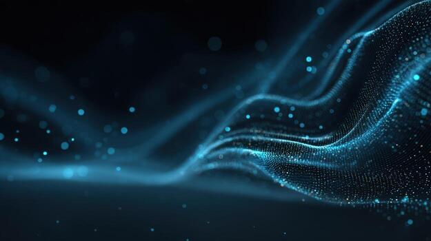 Abstract Digital Wave Background with Glowing Particles Futuristic Technology and Data Visualization Concept photo