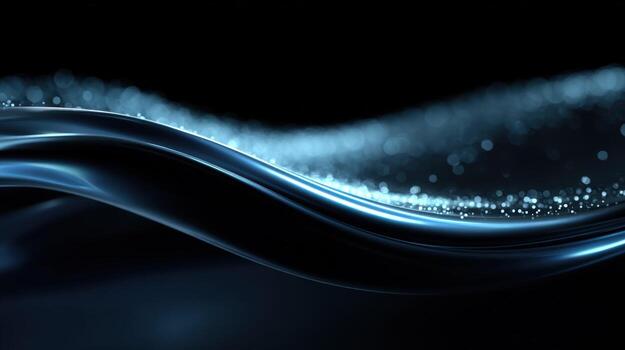Abstract Blue Wave Background with Luminous Particles, Elegant Flowing Texture for Digital Art and Design photo