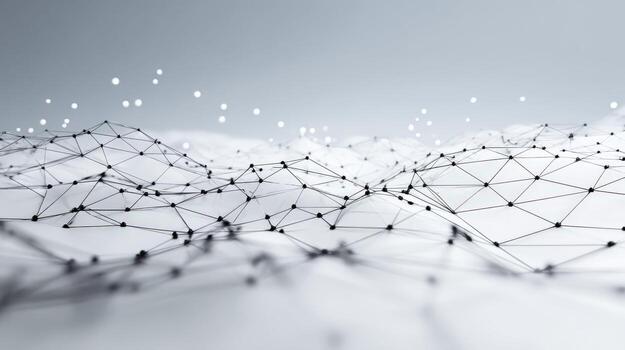 Abstract Network Connection Background with Polygons, Nodes and Lines in White Tones, Representing Data and Technology photo