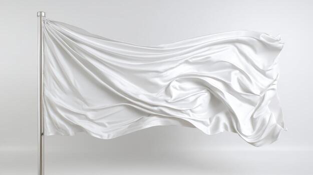 Waving White Flag on Pole Symbol of Surrender, Truce, or Clean Slate Concept photo