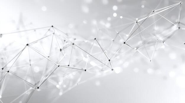 Abstract Network Connection with Lines and Dots in White Tones for Technology and Science Concepts photo