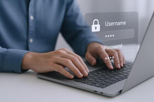 Data protection with a secure password on computer for privacy and digital safety concept photo