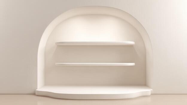 Minimalist Display Niche with Two Shelves in Soft White, Ideal for Product Mockups and Interior Design photo
