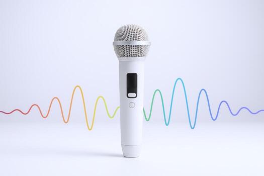 Studio Microphone Captures Vibrant Sound Waves for Professional Audio Recording and Performance Applications photo