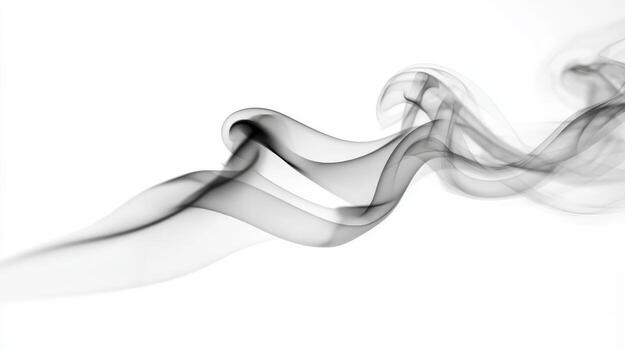 Elegant Smoke Stream on White Background, Abstract Design Element for Creative Projects and Compositing photo