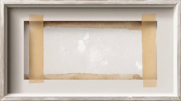 Blank Canvas in Rustic Wood Frame Perfect for Mockups and Text Overlays in Neutral Tones photo
