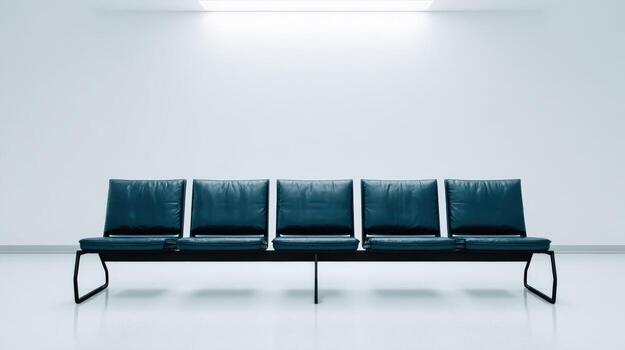 vacío esperando habitación con fila de asientos y blanco paredes para médico o negocio conceptos foto