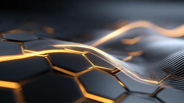 Abstract Hexagon Pattern with Glowing Lines - Modern Technology and Futuristic Design Concept photo
