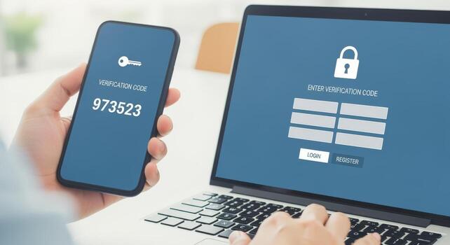 Two-Factor Authentication on Mobile Phone and Laptop for Secure Online Account Access and Data Protection photo