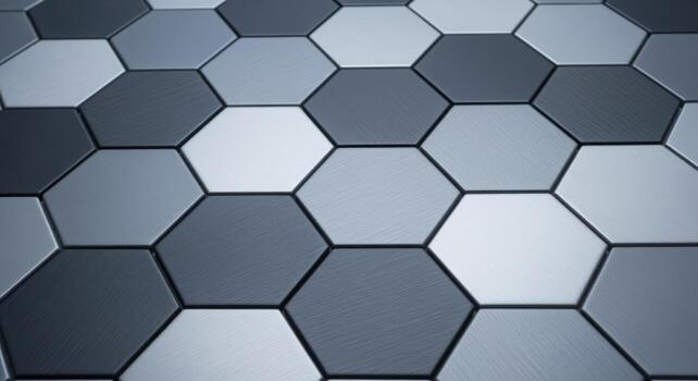 Abstract Hexagonal Patterned Floor Surface with Gray Tones for Modern Design and Architecture Projects photo